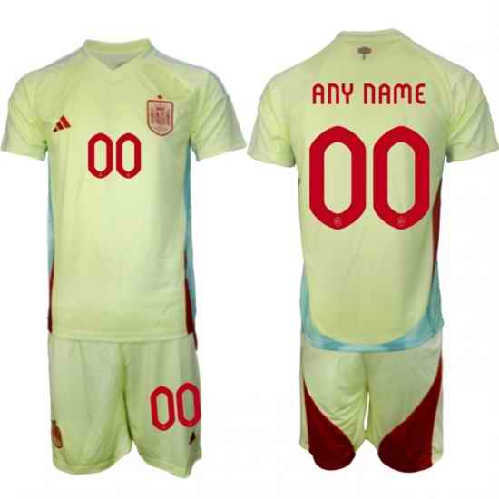 Men Spain Team Custom 2024 25 Yellow Away Soccer Jersey Suit